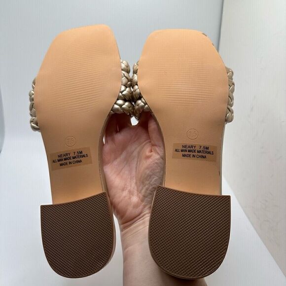 CUSHIONAIRE Women's braided low block heel sandal +Memory Foam 7.5 GOLD - Picture 5 of 7